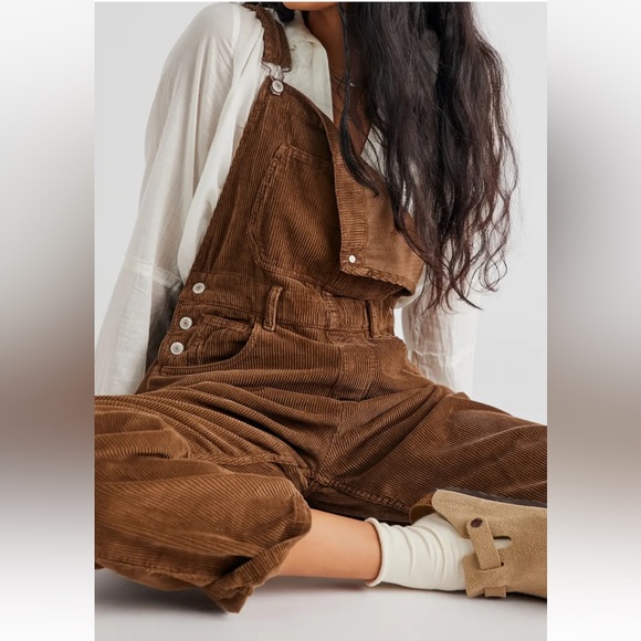Free People Ziggy Cord Overalls Wild Mustang L We The Free - Picture 3 of 9